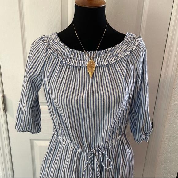 Tommy Hilfiger Blue and White Striped Midi Dress | Size SP - Picture 4 of 10